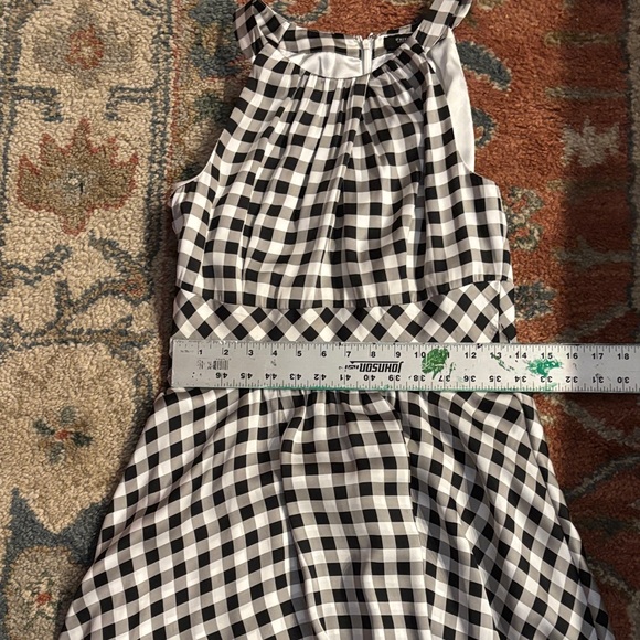 Chic Black and White Gingham Midi Dress - Picture 4 of 5